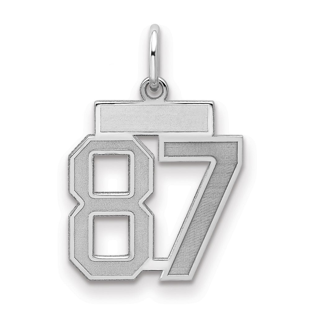 Sterling Silver/Rhodium-plated Satin Number 87 Charm