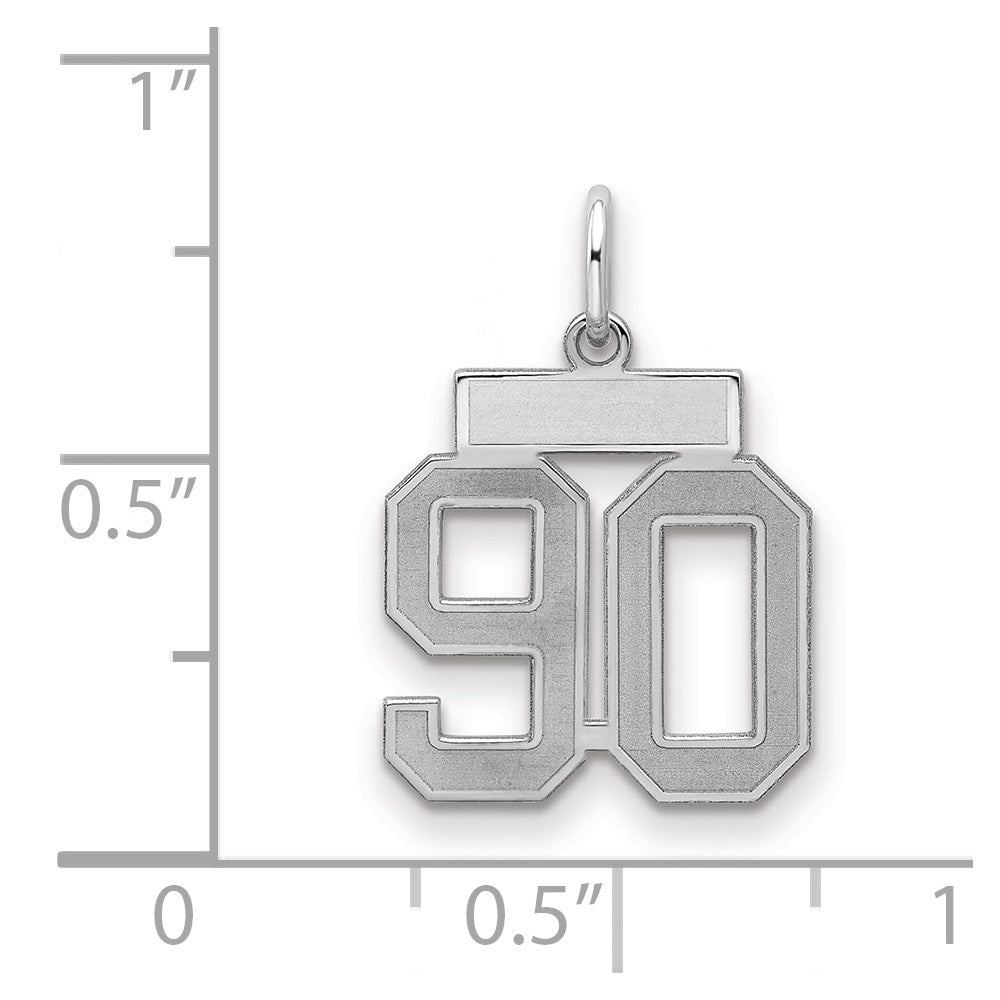 Sterling Silver/Rhodium-plated Satin Number 90 Charm