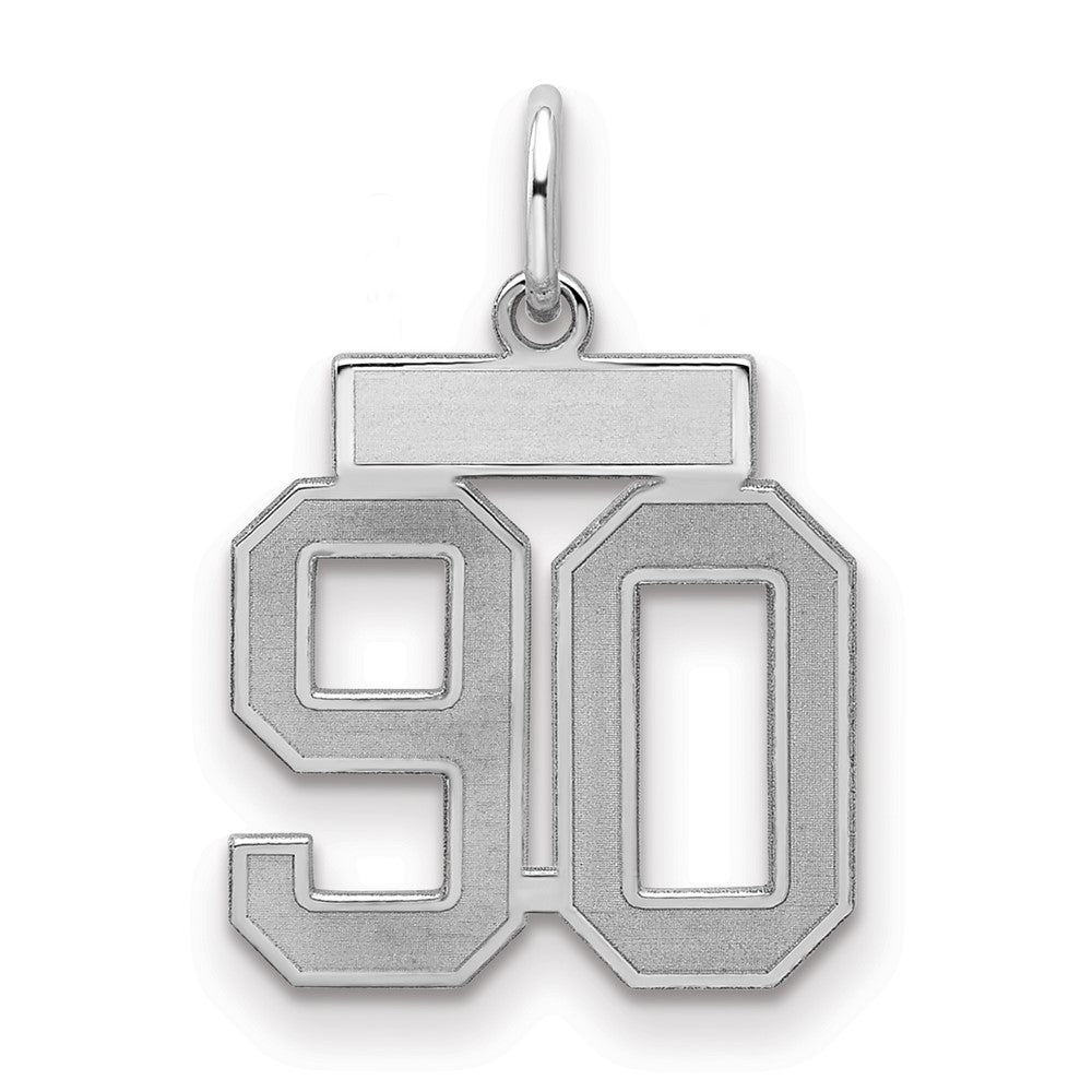 Sterling Silver/Rhodium-plated Satin Number 90 Charm