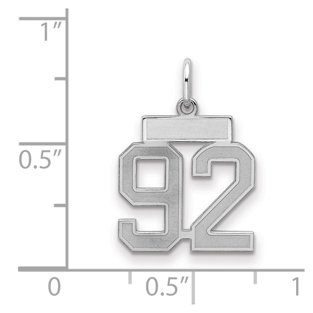 Sterling Silver/Rhodium-plated Satin Number 92 Charm