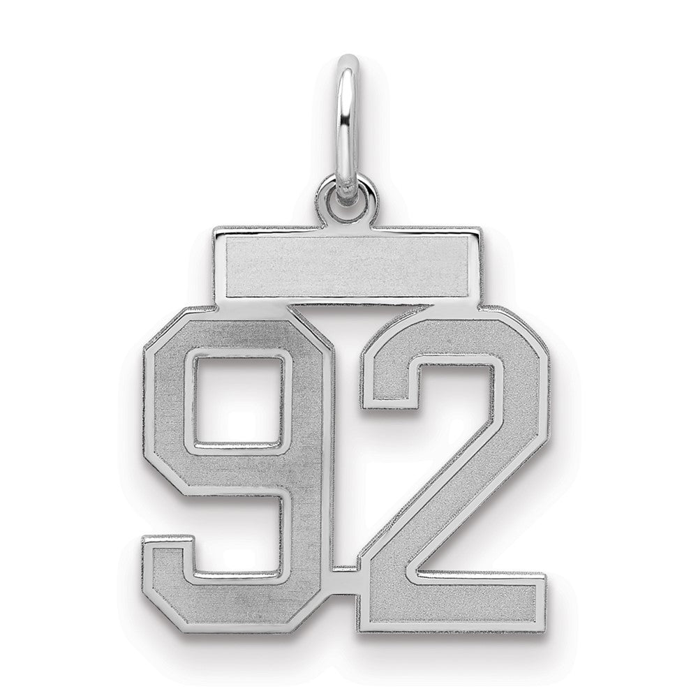 Sterling Silver/Rhodium-plated Satin Number 92 Charm