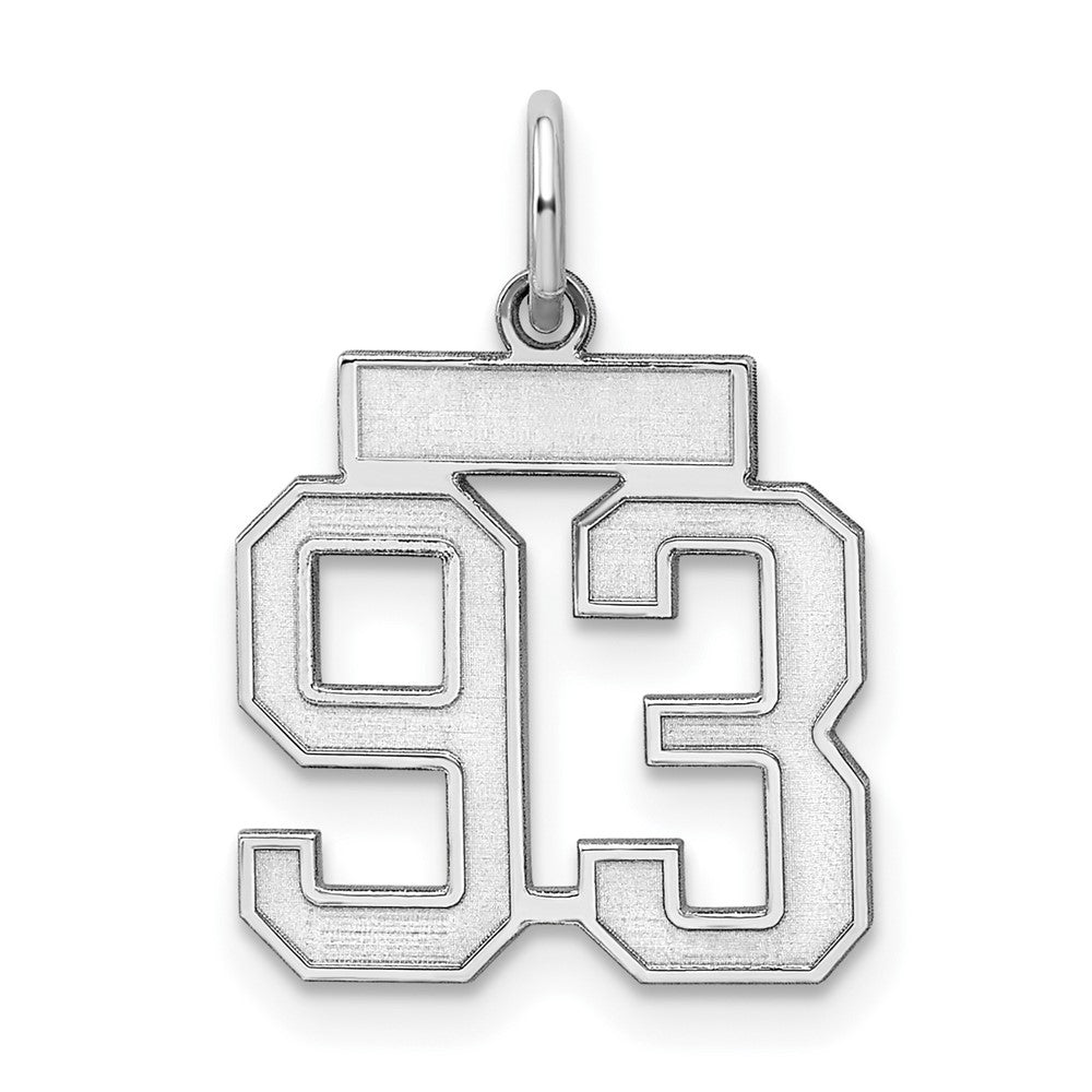 Sterling Silver/Rhodium-plated Satin Number 93 Charm