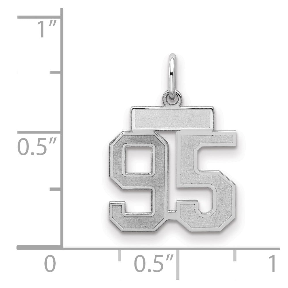 Sterling Silver/Rhodium-plated Satin Number 95 Charm