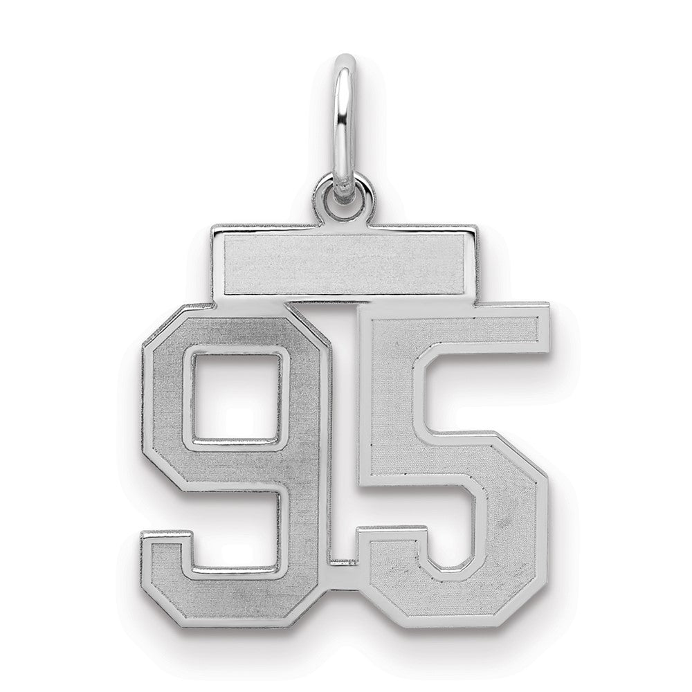 Sterling Silver/Rhodium-plated Satin Number 95 Charm