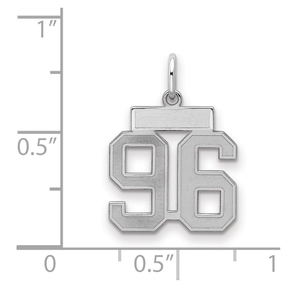 Sterling Silver/Rhodium-plated Satin Number 96 Charm