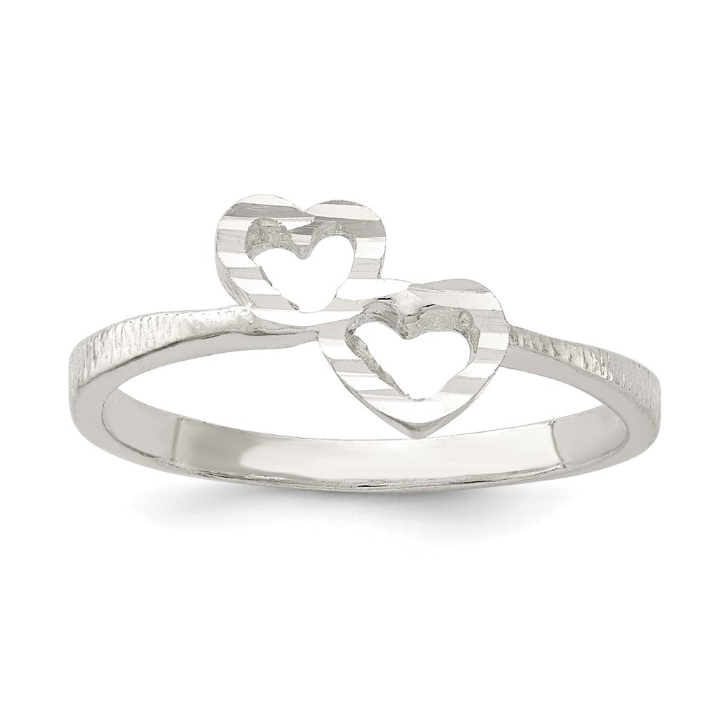 Sterling Silver Diamond-Cut Heart Ring