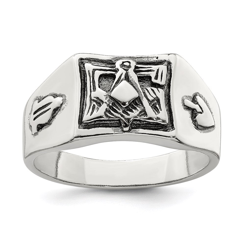 Sterling Silver Antiqued Masonic Ring