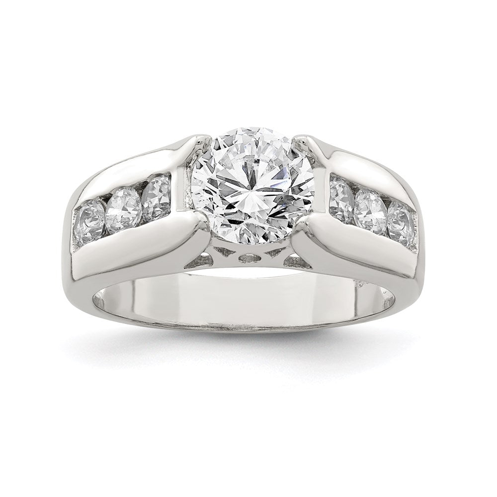 Sterling Silver Rhodium-plated CZ Ring