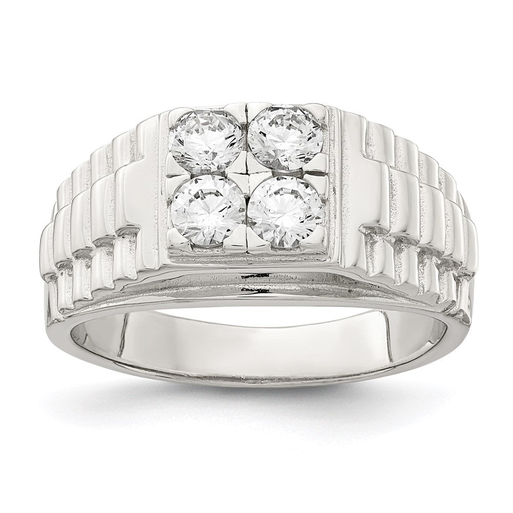 Sterling Silver Rhodium-plated CZ Fashion Ring