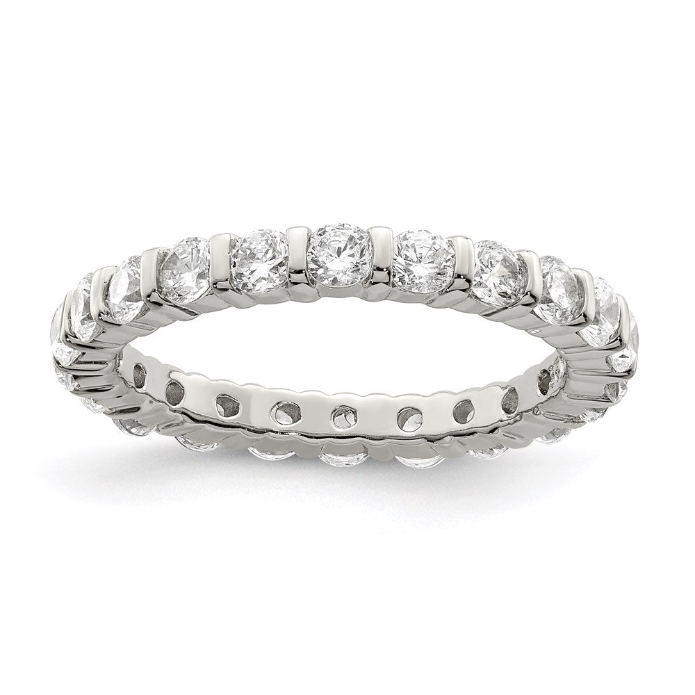 Sterling Silver Rhodium-plated CZ Band