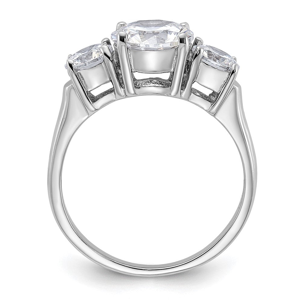 Sterling Silver Rhodium-plated Three Stone CZ Ring