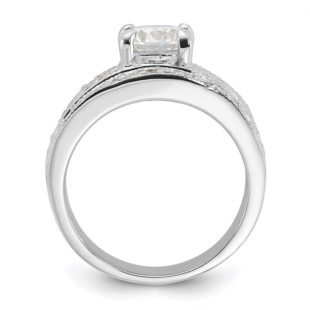 Sterling Silver Rhodium-plated 2-Piece CZ Wedding Set Ring