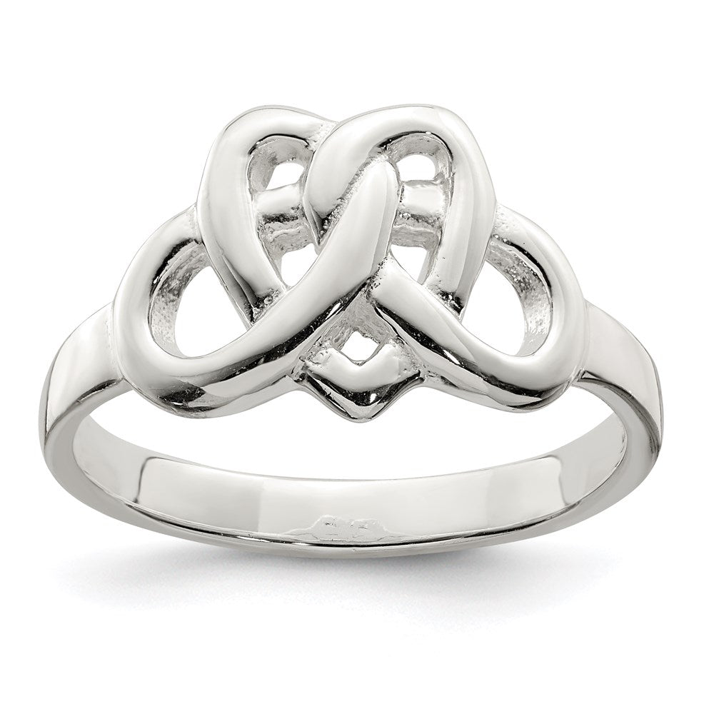 Sterling Silver Fancy Celtic Heart Pattern Woven Ring