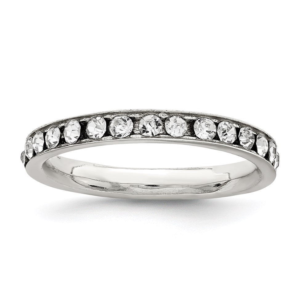 Sterling Silver Rhodium-plated Crystal Eternity Band