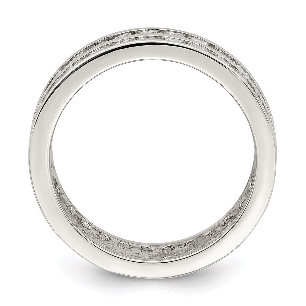 Sterling Silver Rhodium-plated Double Row CZ Band
