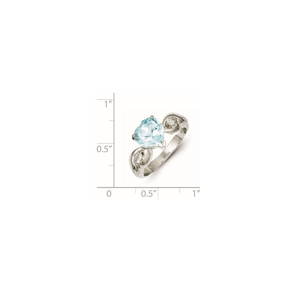 Sterling Silver Light Blue Gemstone Heart Ring