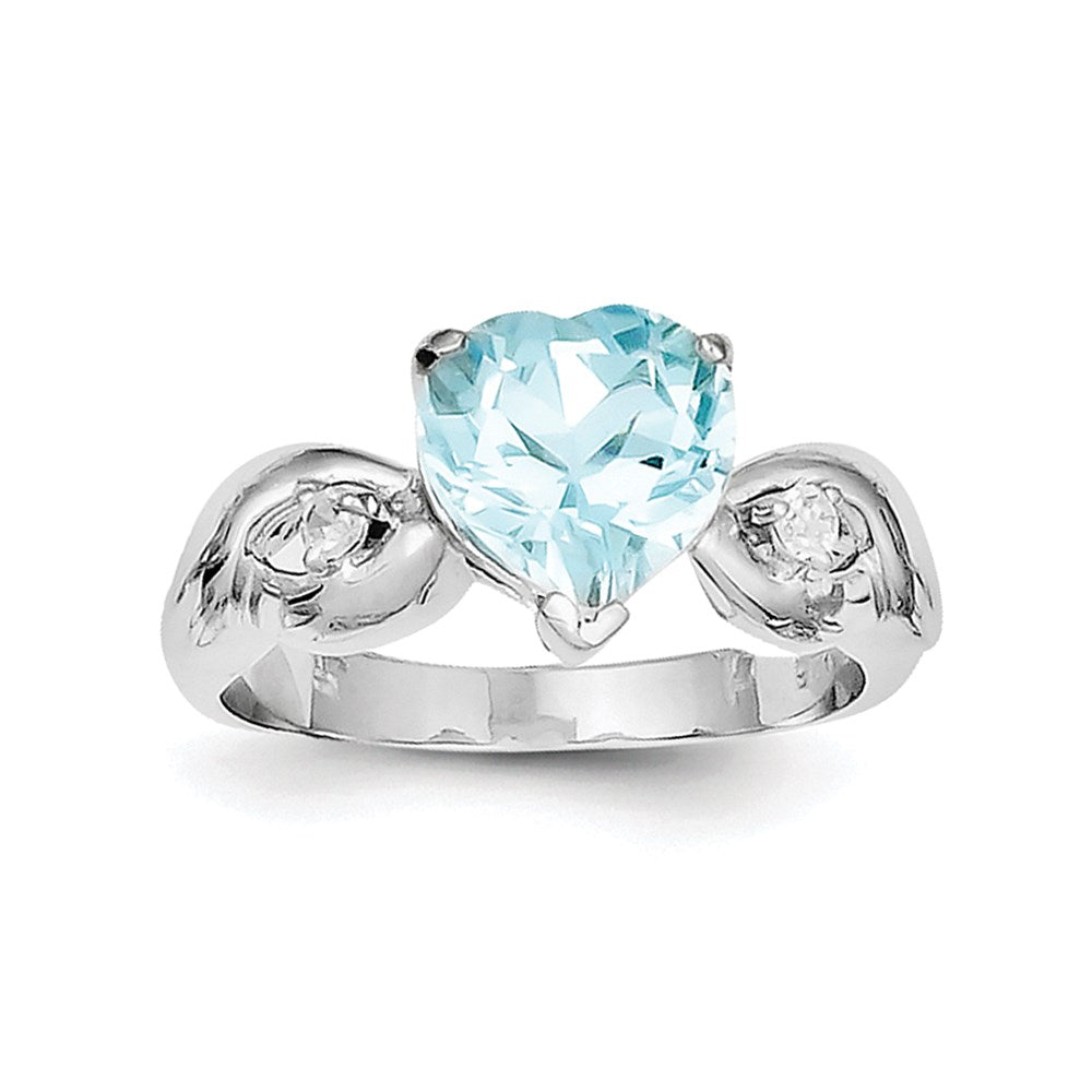 Sterling Silver Light Blue Gemstone Heart Ring