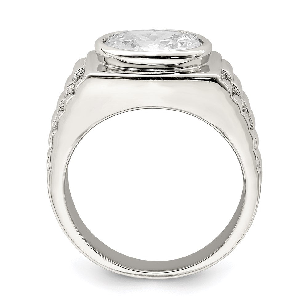 Sterling Silver Rhodium-plated Men's CZ Ring