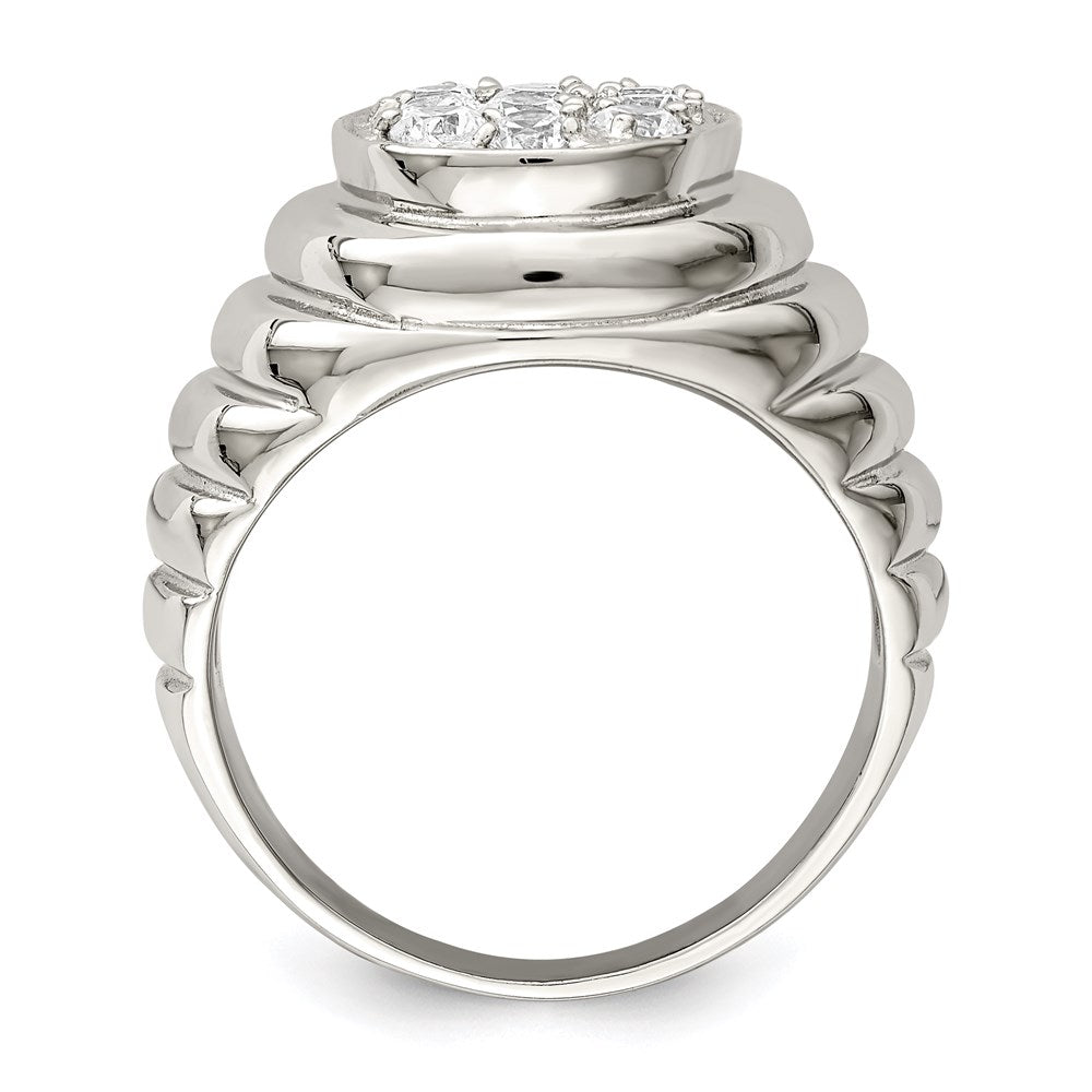 Sterling Silver Rhodium-plated Men's CZ Cluster Ring