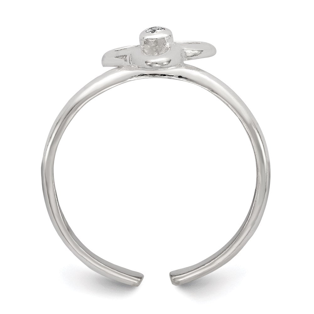 Sterling Silver CZ Polished Trinity Toe Ring