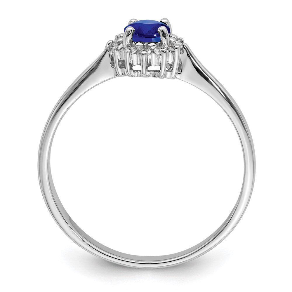 Sterling Silver Rhodium-plated Sapphire & Diamond Ring