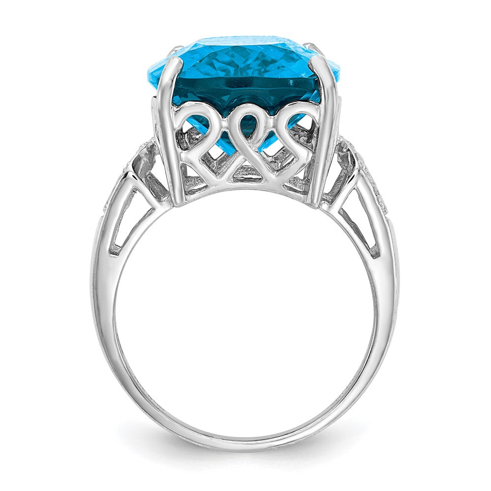 Sterling Silver Rhodium Blue Topaz & Diam. Ring