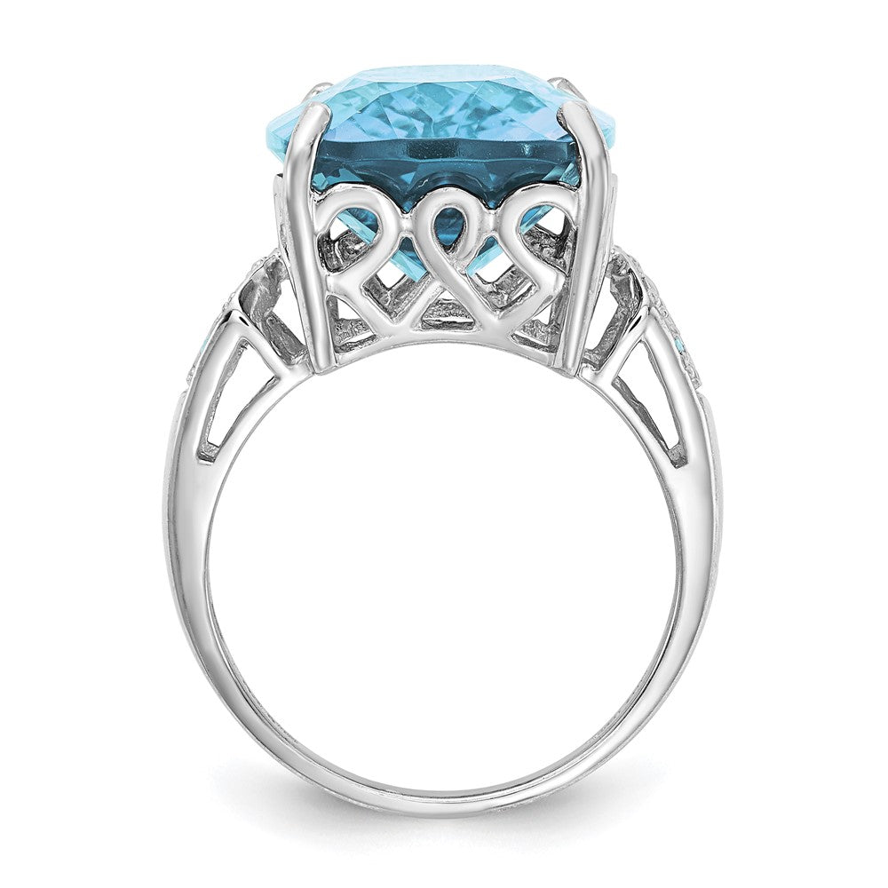 Sterling Silver Rhodium Sky Blue Topaz & Diam. Ring