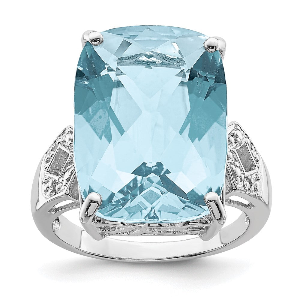 Sterling Silver Rhodium Sky Blue Topaz & Diam. Ring