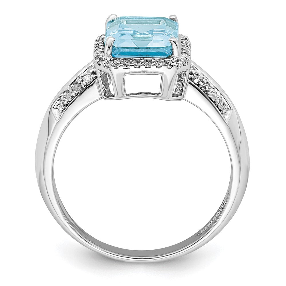 Sterling Silver Rhodium Diam. & Sky Blue Topaz Ring