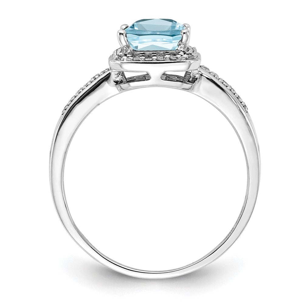 Sterling Silver Rhodium Diam. & Sky Blue Topaz Ring