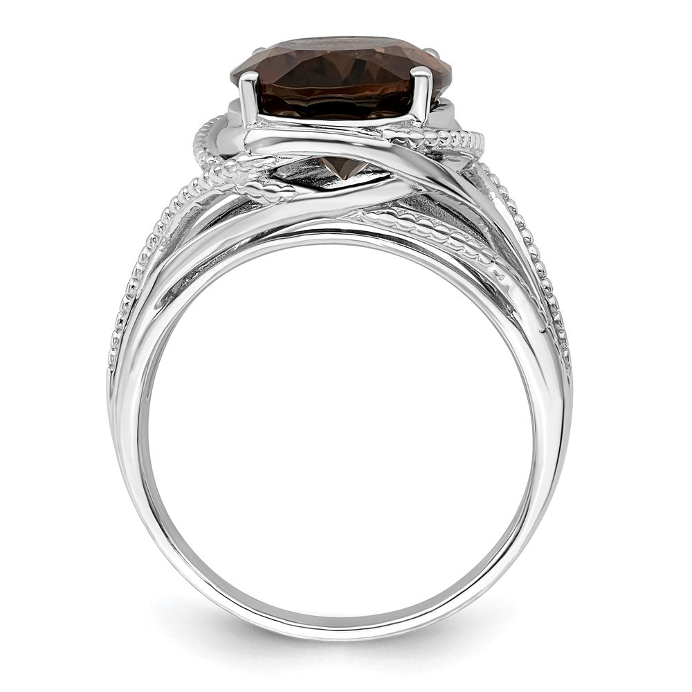 Sterling Silver Rhodium Smoky Quartz Ring