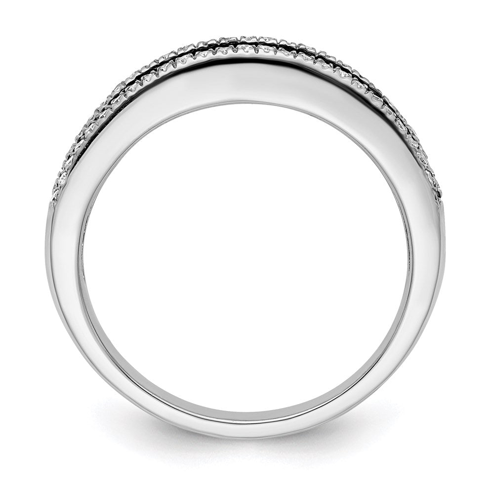 White Night Sterling Silver Rhodium-plated Black and White Diamond Band