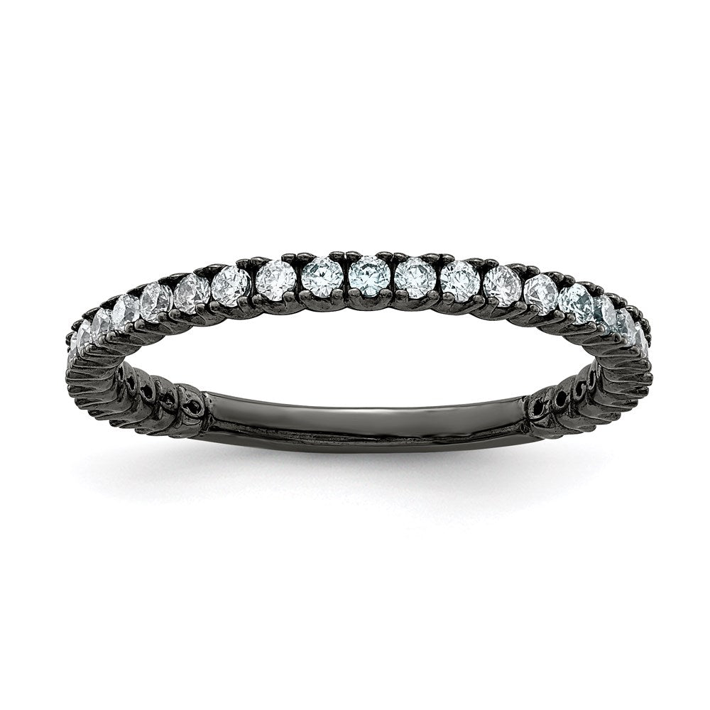 Sterling Shimmer Sterling Silver Black Rhodium-plated28 Stone CZ Band