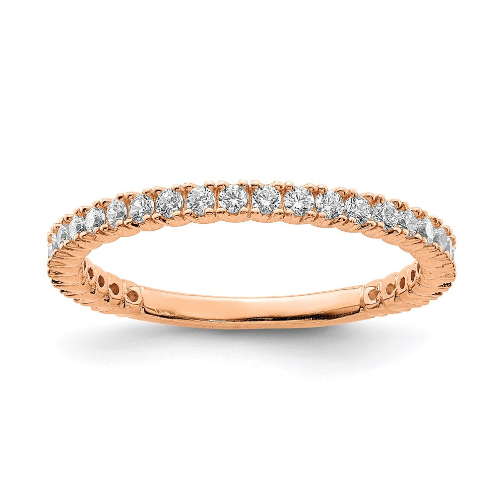 Sterling Shimmer Sterling Silver Rose-tone Flash Rose Gold-plated 28 Stone CZ Band