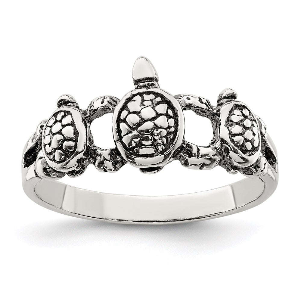 Sterling Silver Antiqued Turtle Ring