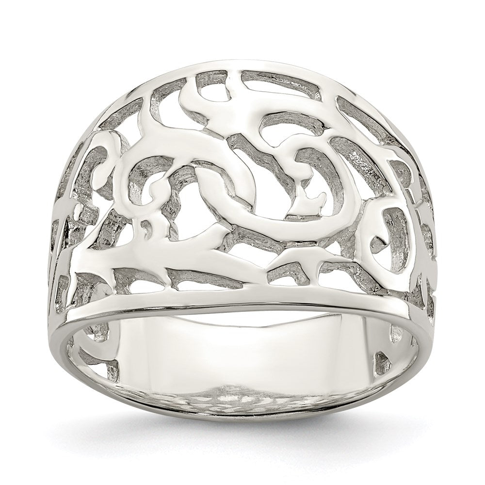 Sterling Silver Rhodium-plated Swirl Ring