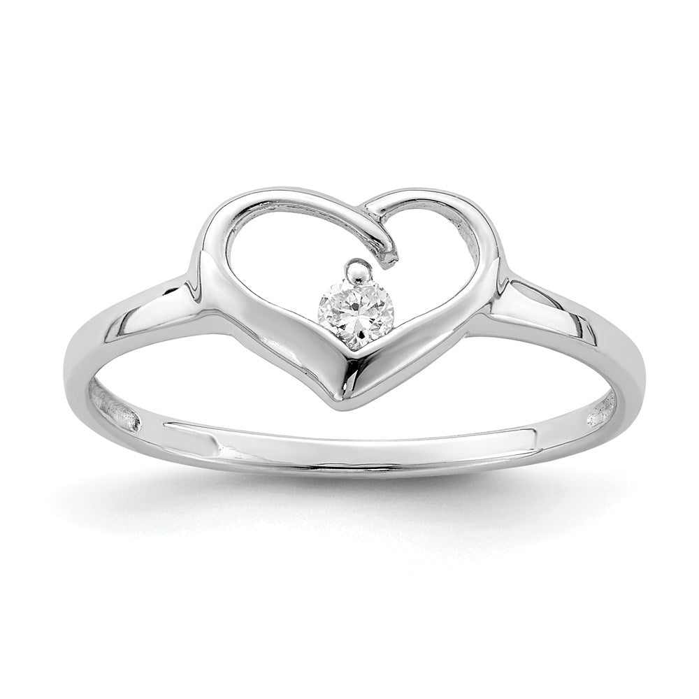 Sterling Silver Rhodium Plated CZ Heart Ring