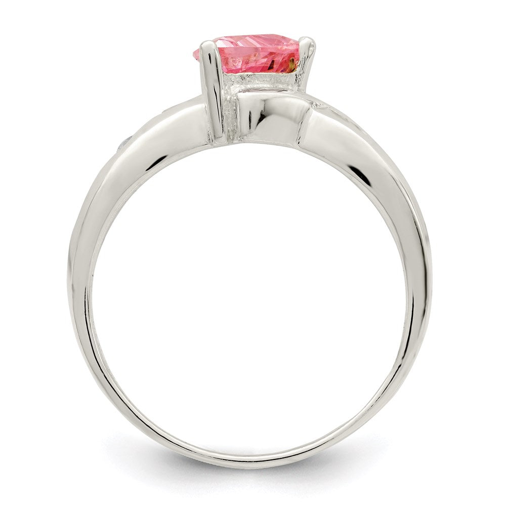 Sterling Silver Pink Trillion CZ Ring