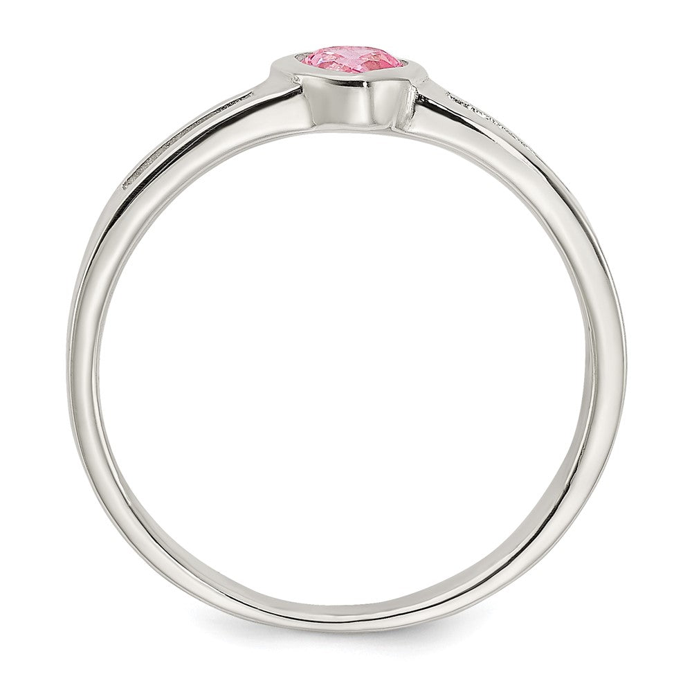 Sterling Silver Pink CZ Heart Ring