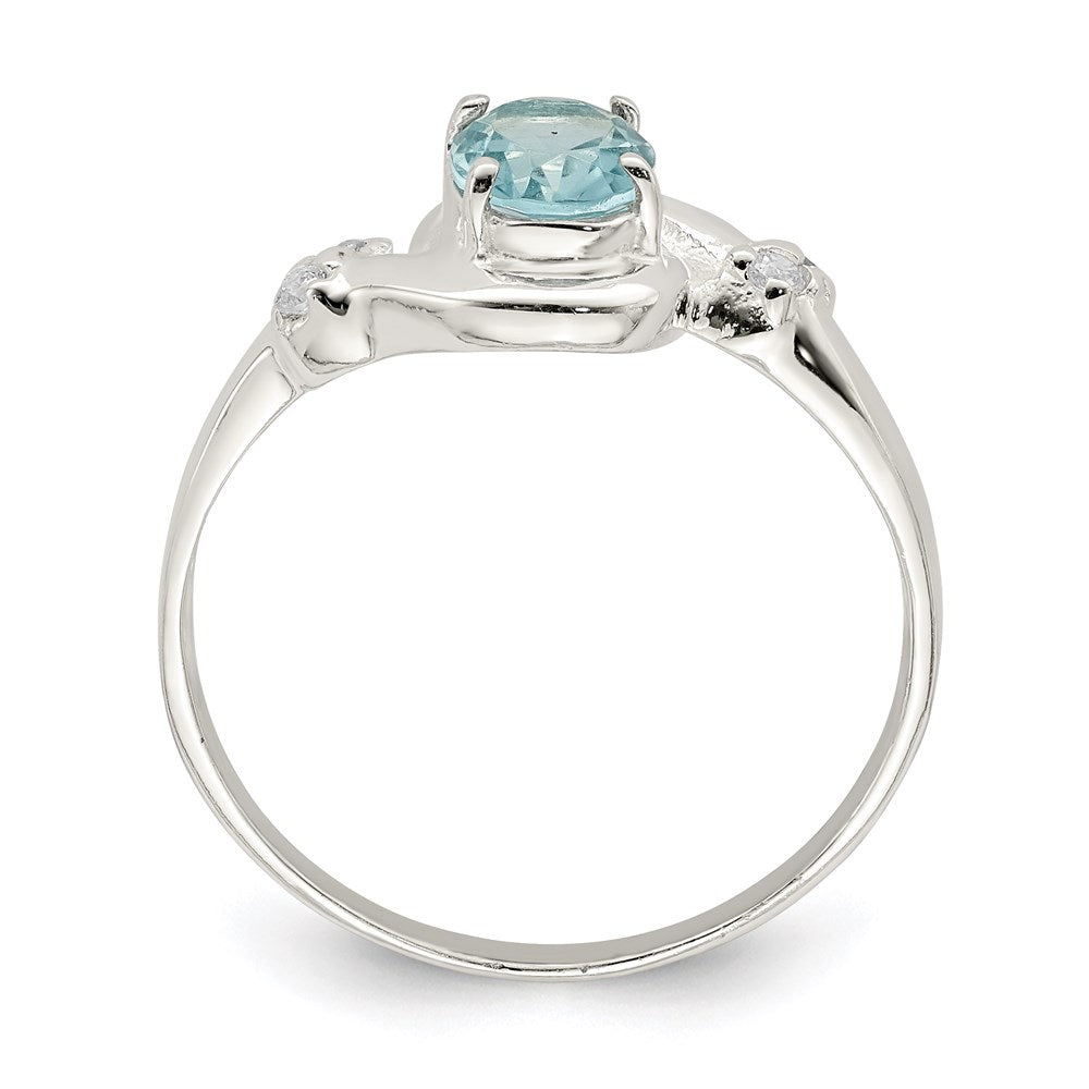 Sterling Silver Blue Oval CZ Ring