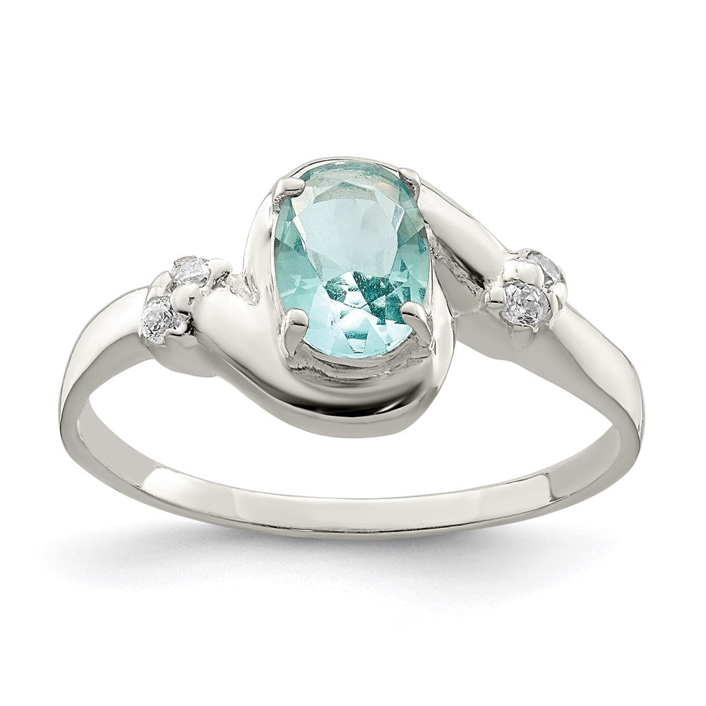 Sterling Silver Blue Oval CZ Ring