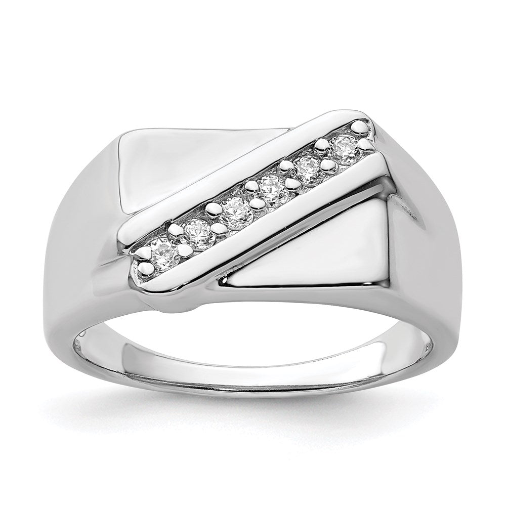 Sterling Silver Rhodium Plated Fancy CZ Ring