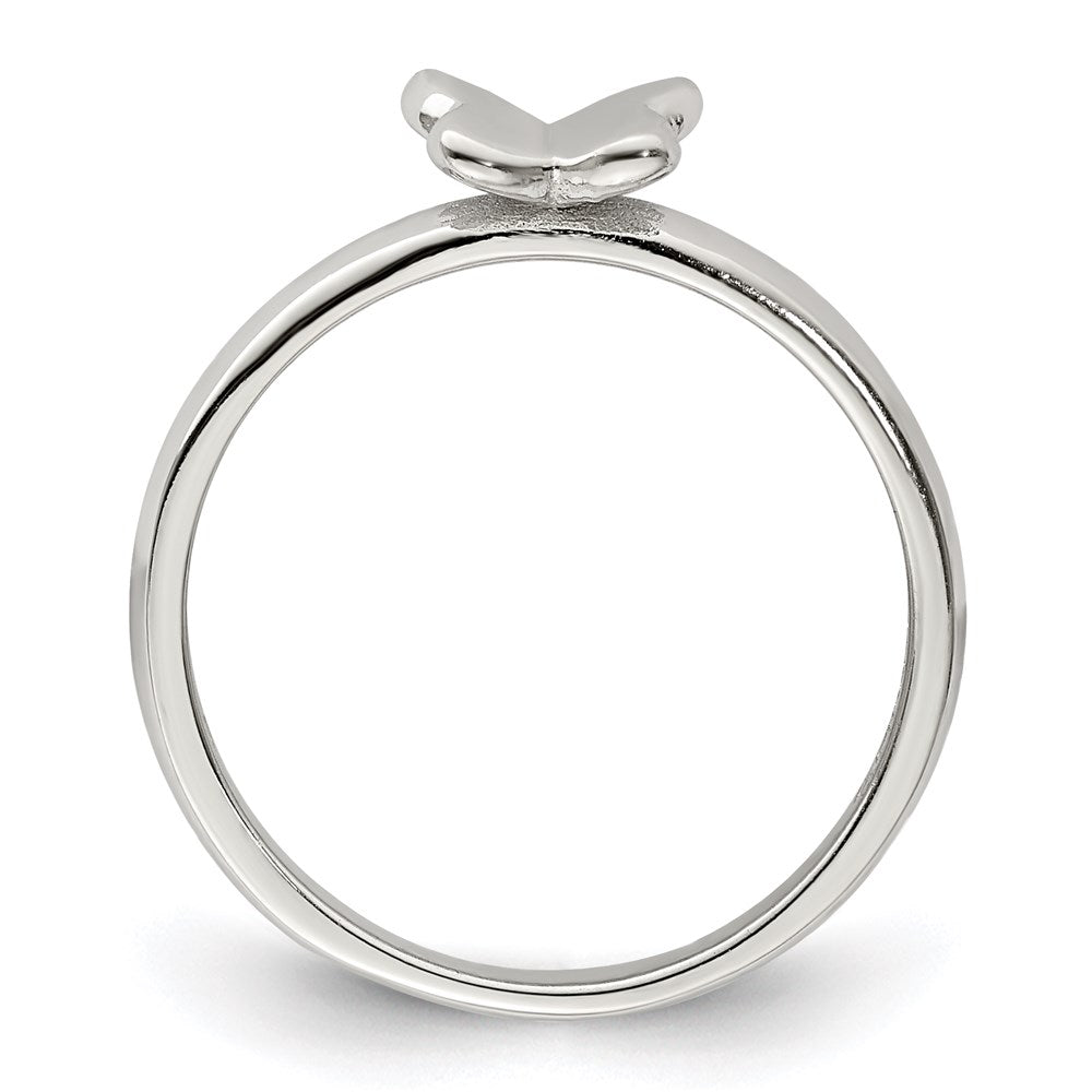 Sterling Silver Rhodium-plated Polished Butterfly Size 4 Ring