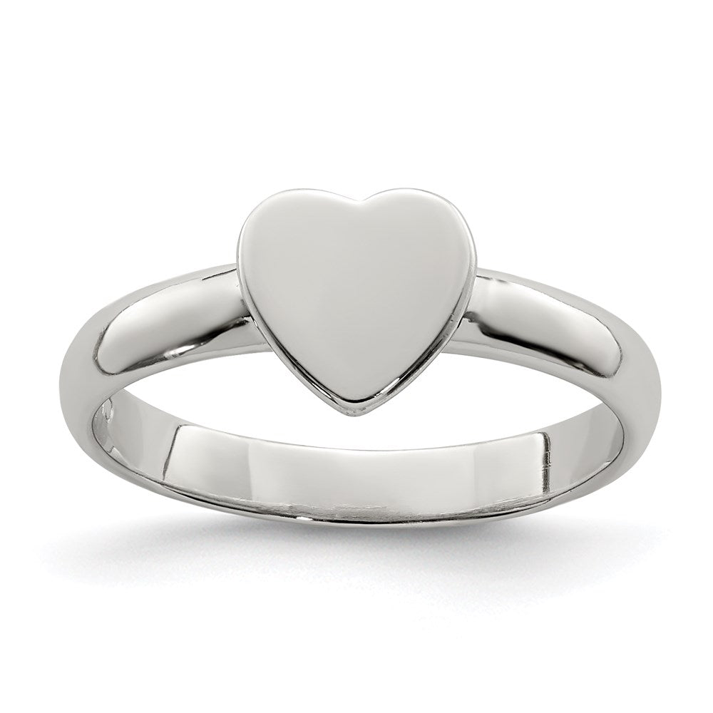 Sterling Silver Rhodium-plated Polished Heart Size 4 Ring