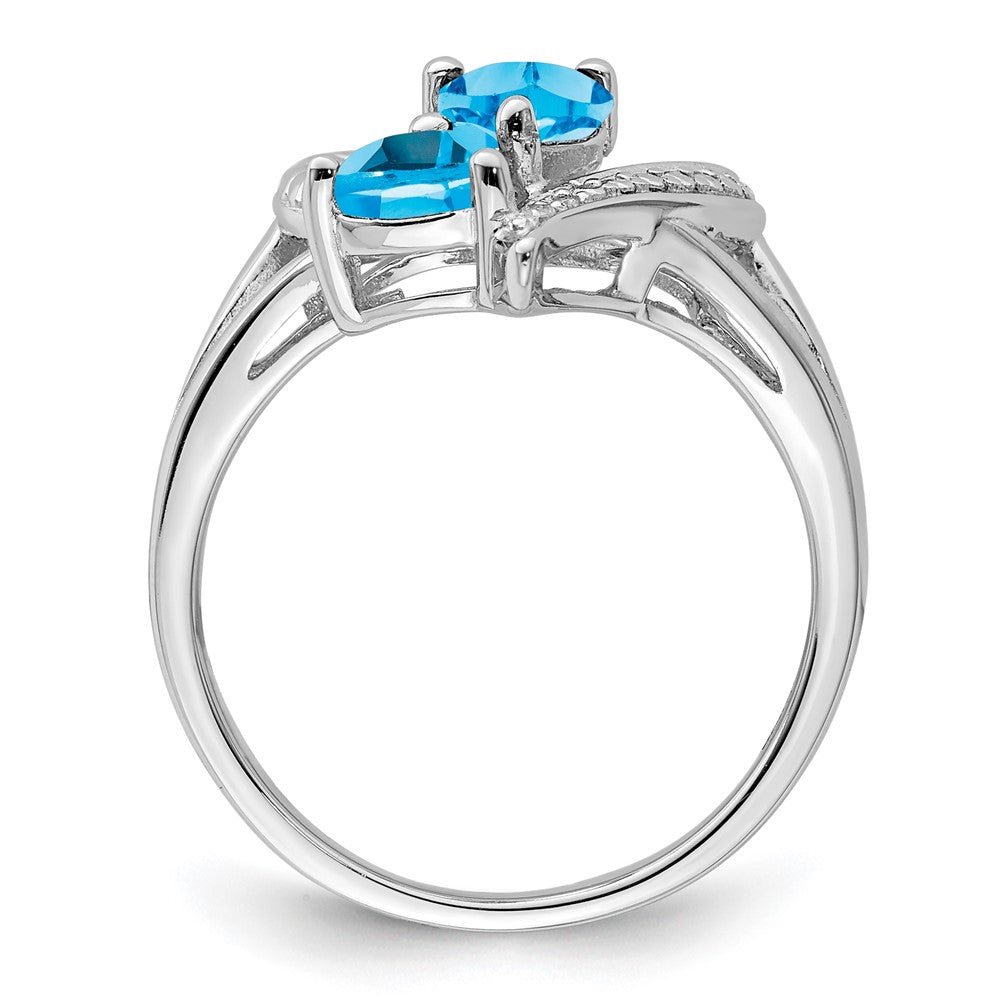 Sterling Silver Rhodium Blue Topaz Diam. Ring