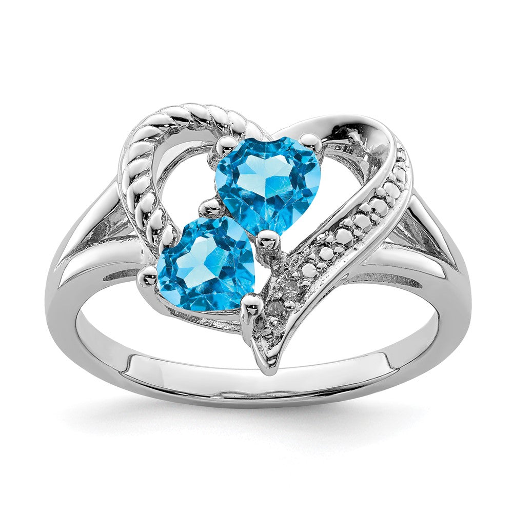 Sterling Silver Rhodium Blue Topaz Diam. Ring