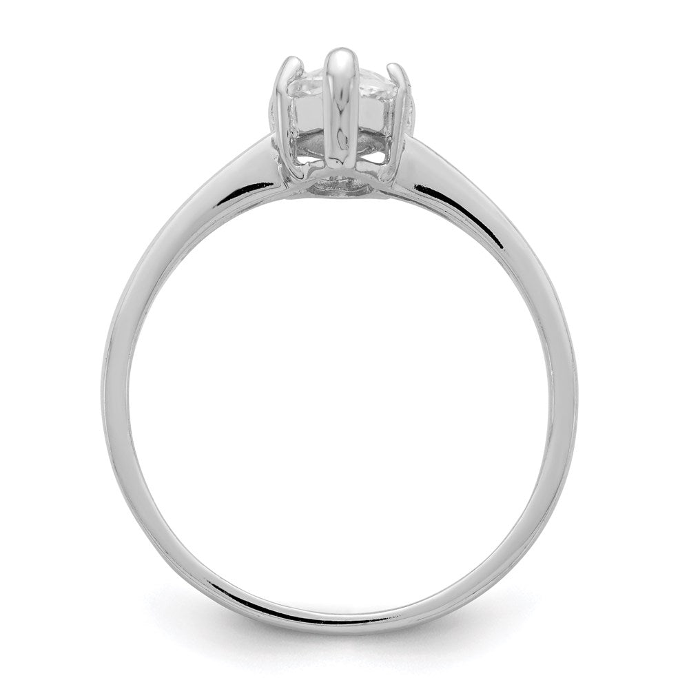 Sterling Silver Rhodium-plated Solitaire Marquise CZ Ring