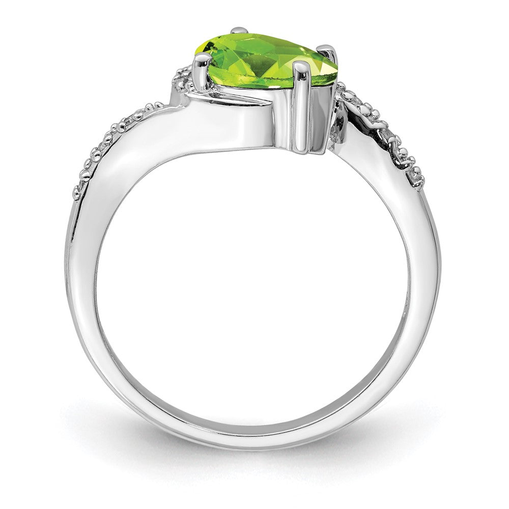 Sterling Silver Rhodium Plated Diamond and Peridot Ring