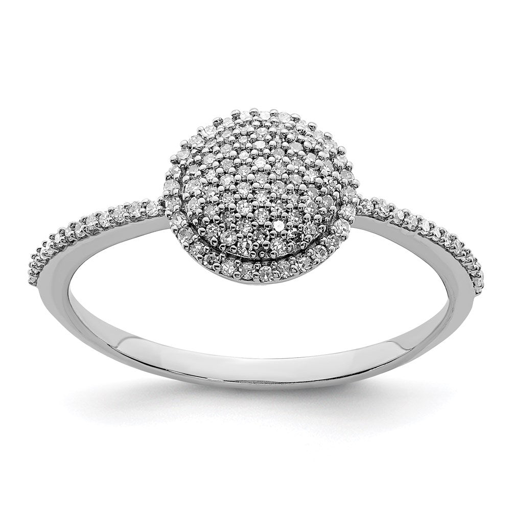 Sterling Silver Rhodium Plated Diamond Round Ring