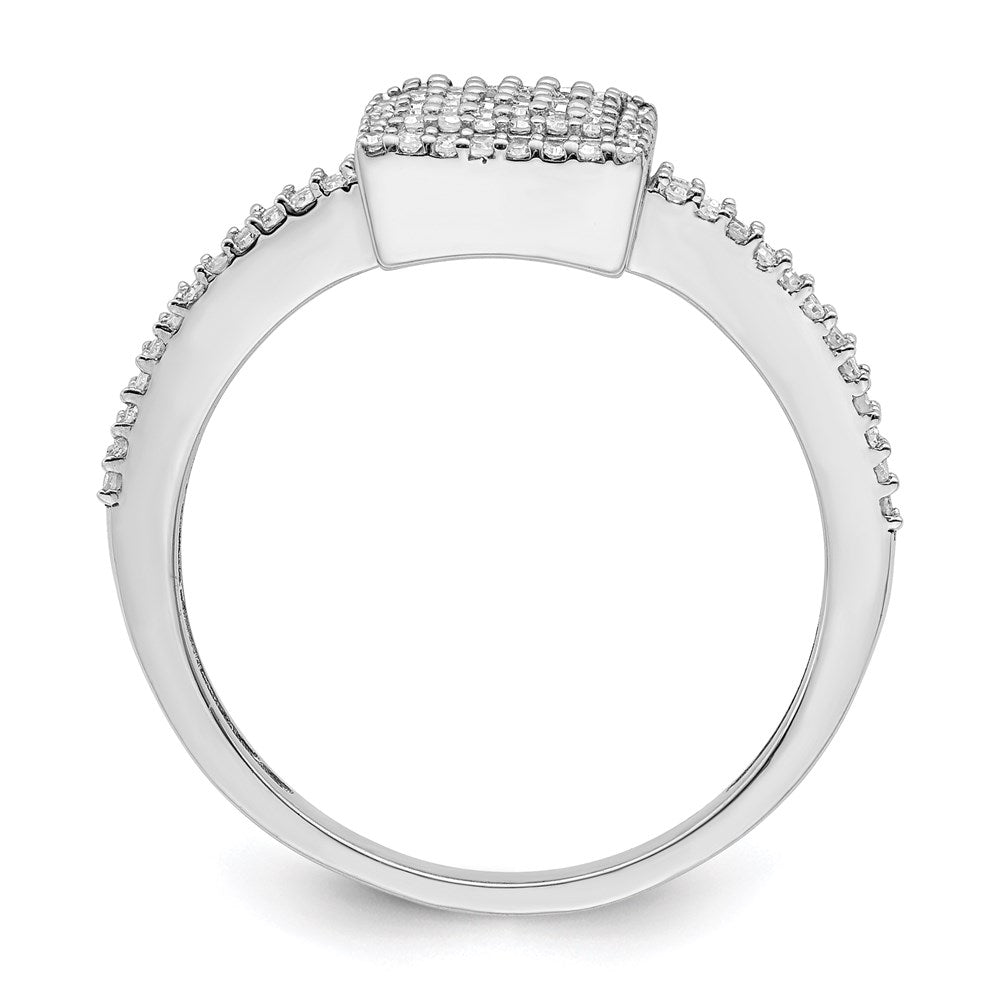 Sterling Silver Rhodium Plated Diamond Square Ring